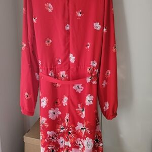 White House Black Market Red Floral dress sz 14